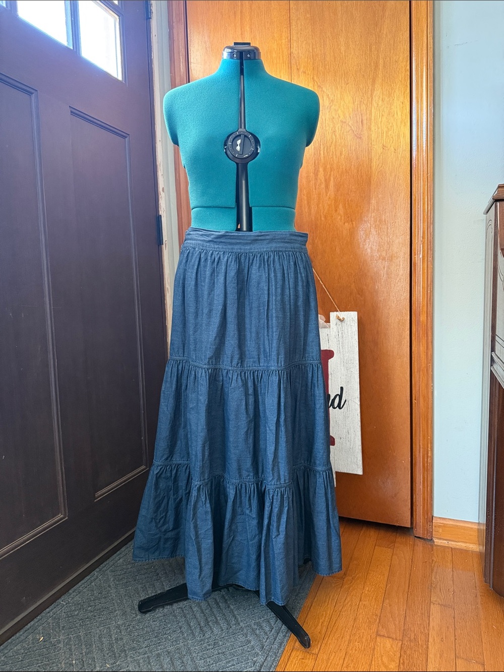 Tiered Maxi Skirt in Navy Blue